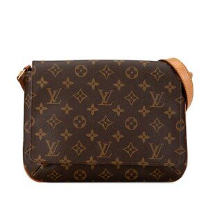 LOUIS VUITTON Authentic Brown Monogram Leather Shoulder Bag